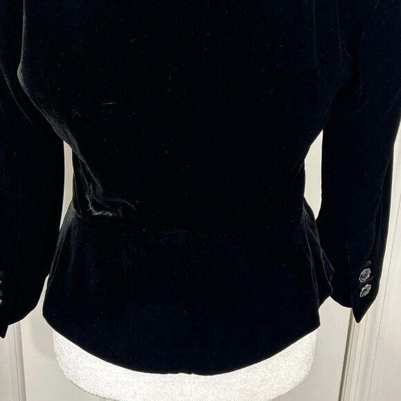Y2K LOFT Black Velvet Silk Blend Crop Blazer Size 2 Dark Romantic Coquette Indie - Picture 12 of 15